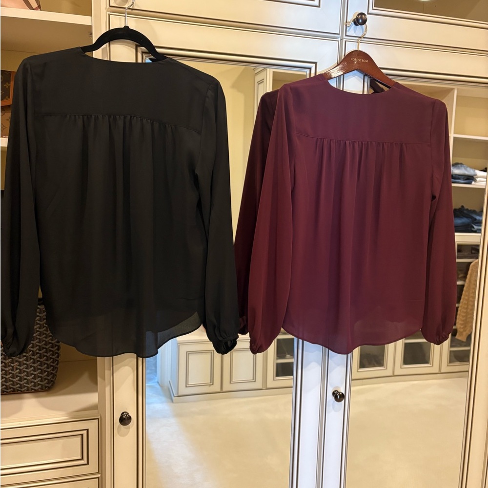 INC International Concepts Black and Burgundy Blouses Size XS Bundle of TWO - Picture 2 of 6